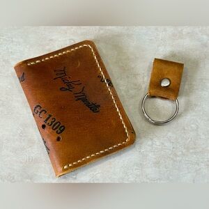 Mickey Mantle Baseball Glove Bifold  Card Wallet And Key Ring New York Yankees